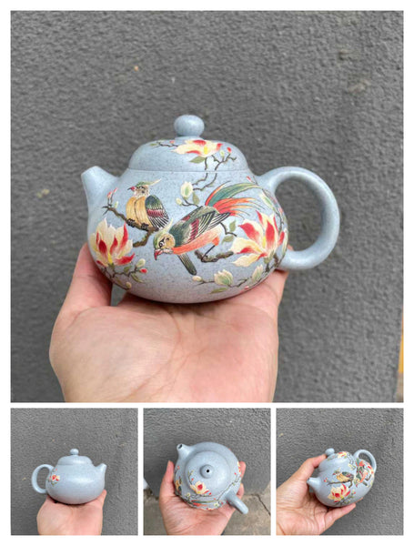Purple clay teapot-Sea blue mud 7.4